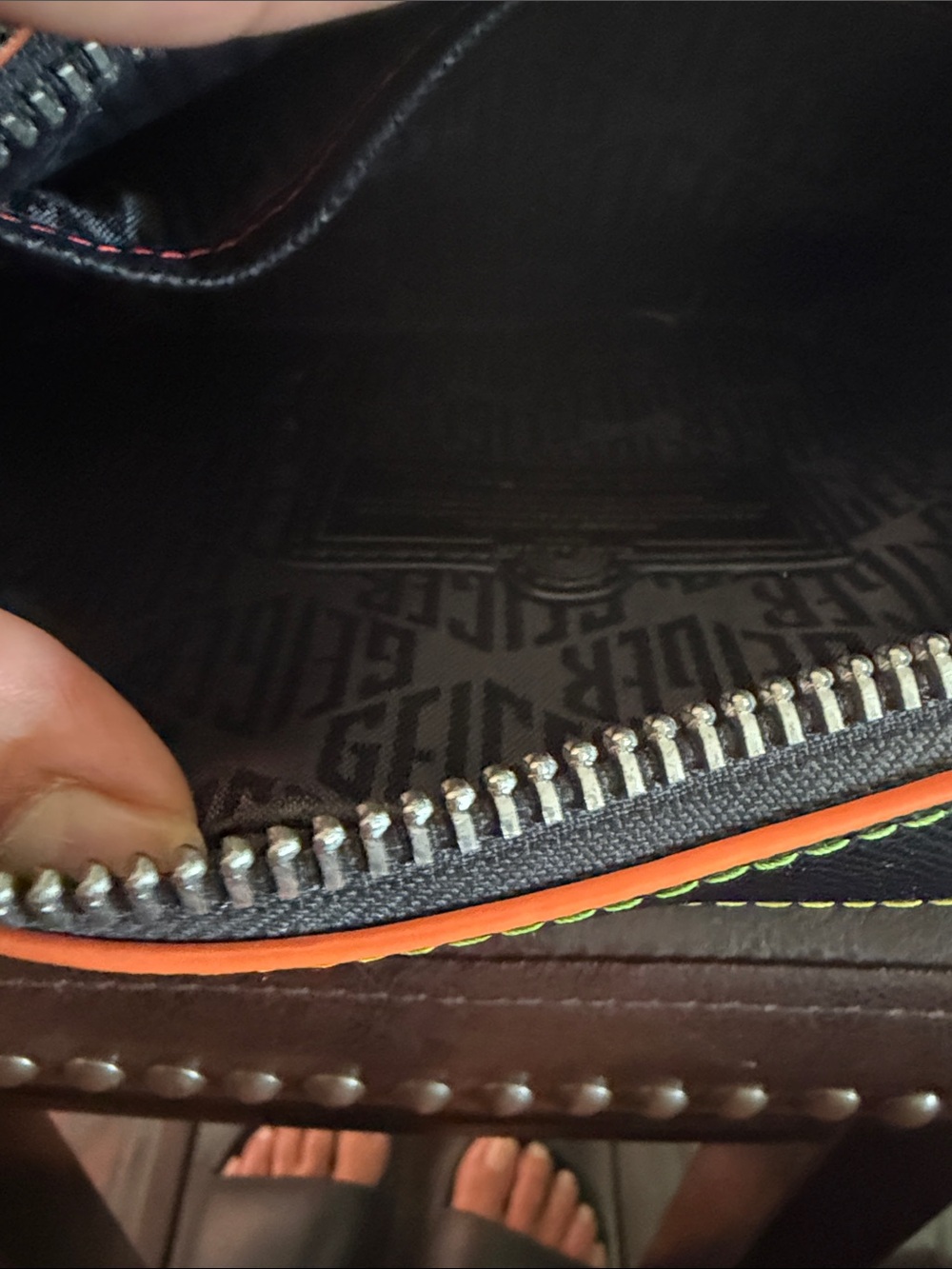 Kurt Geiger Black Crossbody with Teal & Pink Trim used one time . - Picture 5 of 6